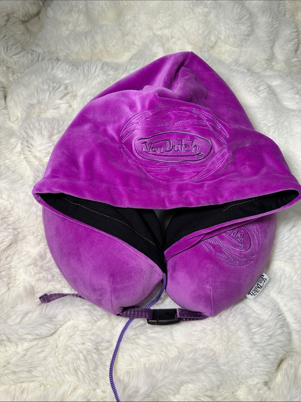 Von Dutch Purple Hooded Travel Neck Pillow